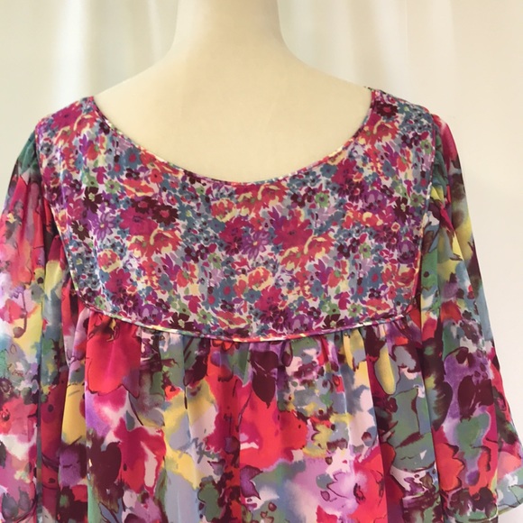 A.N.A Colorful Boho Floral Blouse 3X - Picture 5 of 12
